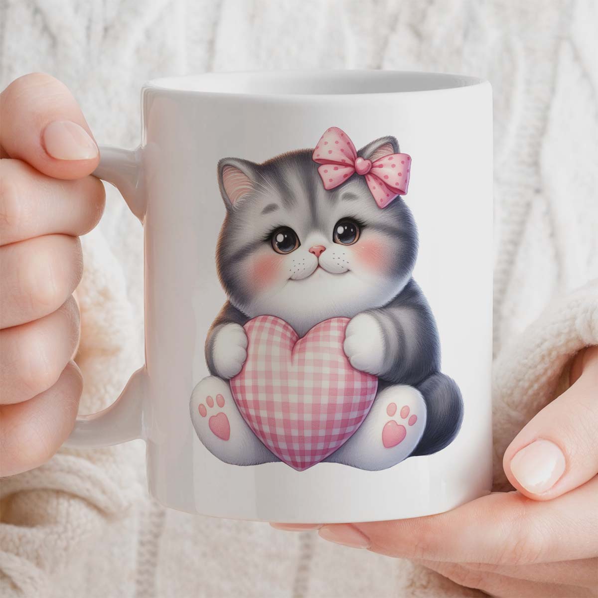 St Valentine Day Gift Mug For Cat Lover | Personalised Text Option, 11oz High Quality Ceramic