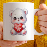 Valentine's Day Gift Mug | Adorable Bear Holding Heart Design | 11oz Ceramic Mug