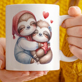 Romantic Valentine's  Day Gift Mug | 11oz Ceramic Cup | Cute Sloths Couple Design