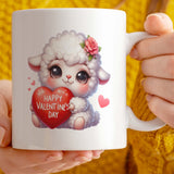 Valentine's Day Romantic Gift Mug | 11oz Ceramic | Cute Sheep Holding Heart Design