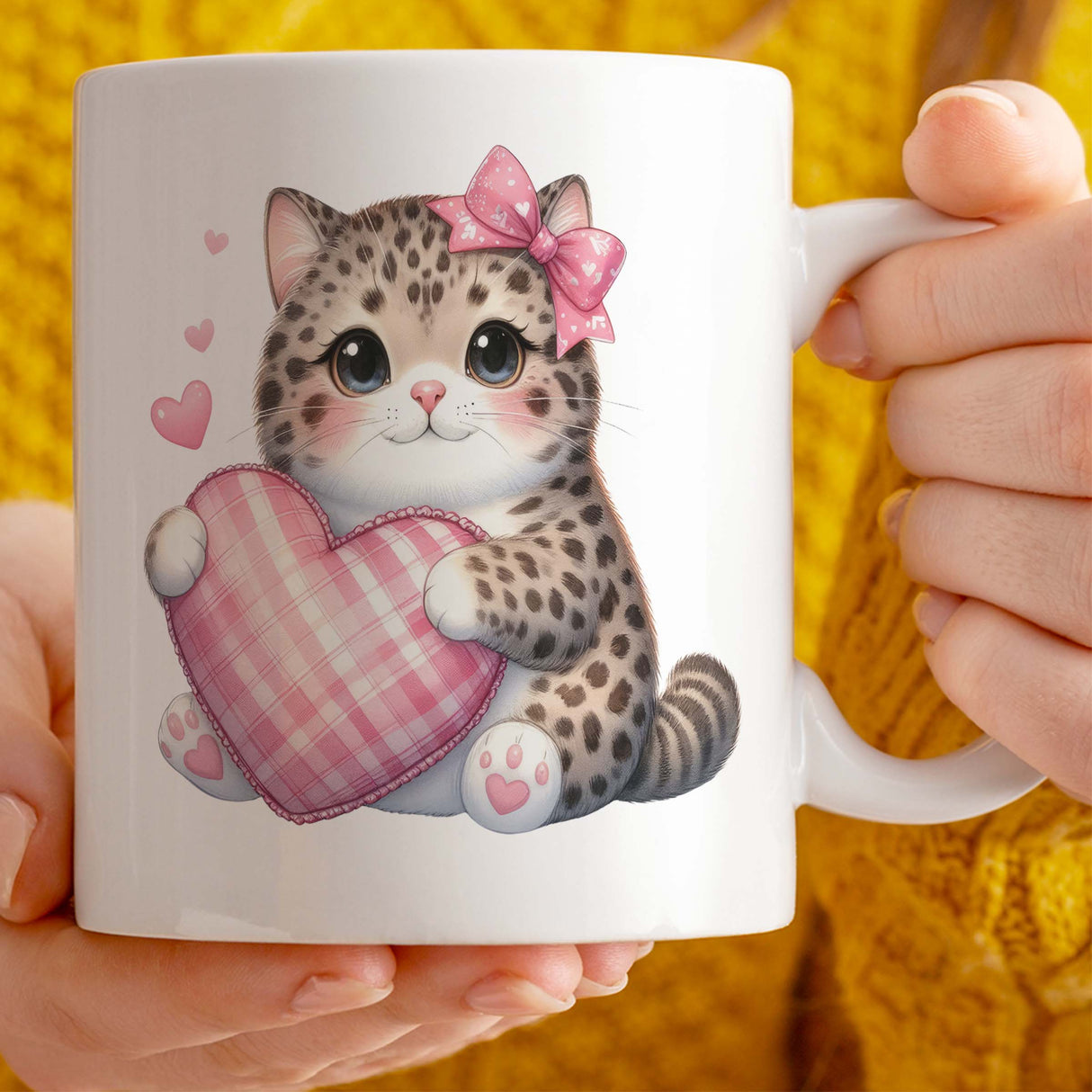 VDay Gifts Personalised Cute Cat Mug, 11oz Ceramic Mug