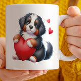 Romantic Valentine's Gift Mug | Custom Text Option, 11oz Ceramic | Adorable Collie Dog Design