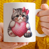 Valentines Present Mug for Cat Lover | Custom Text Option, 11oz Ceramic