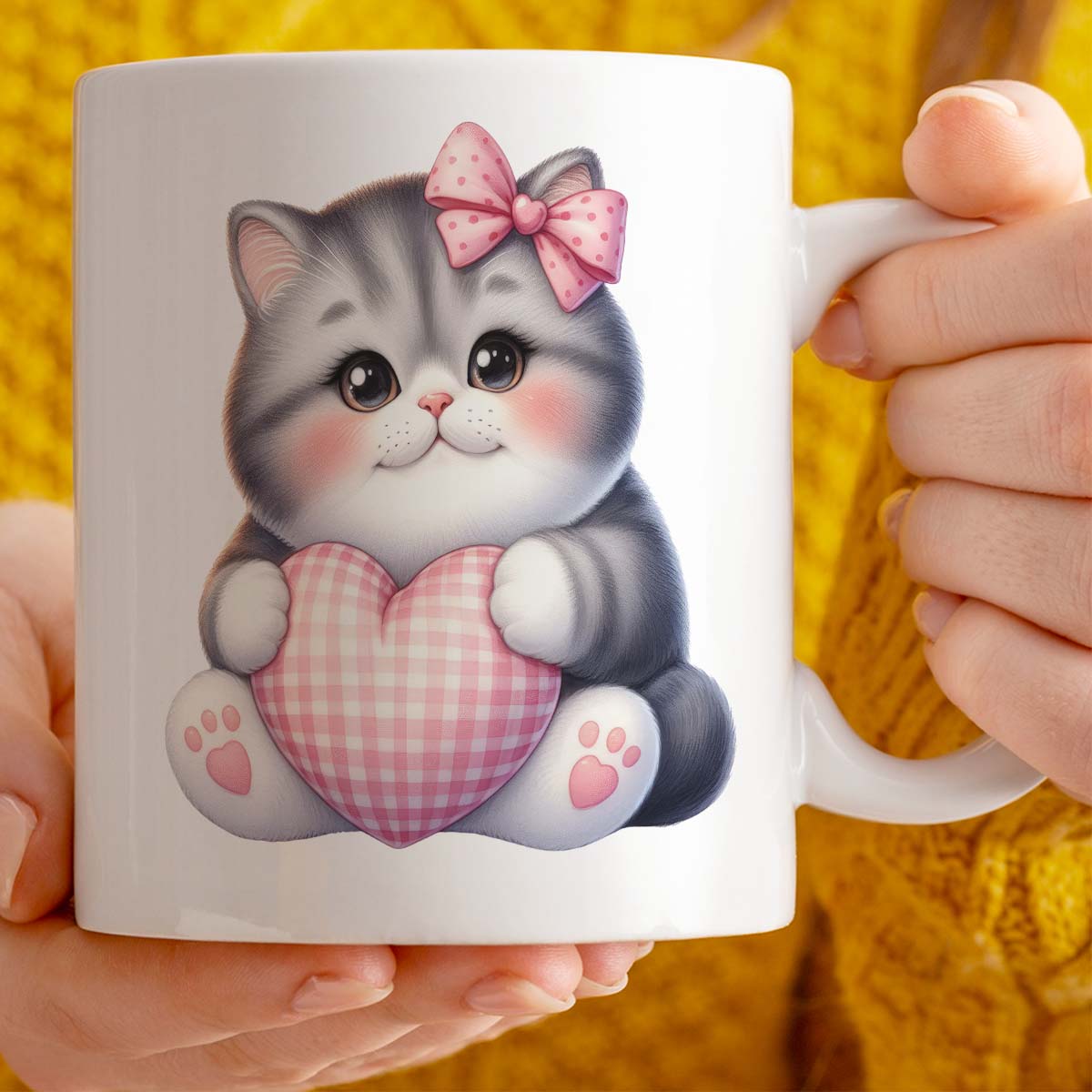 St Valentine Day Gift Mug For Cat Lover | Personalised Text Option, 11oz High Quality Ceramic