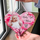 Personalised Hanging Sign, Baby Girl Design, Upload your Photo, Enter Name, Write Message