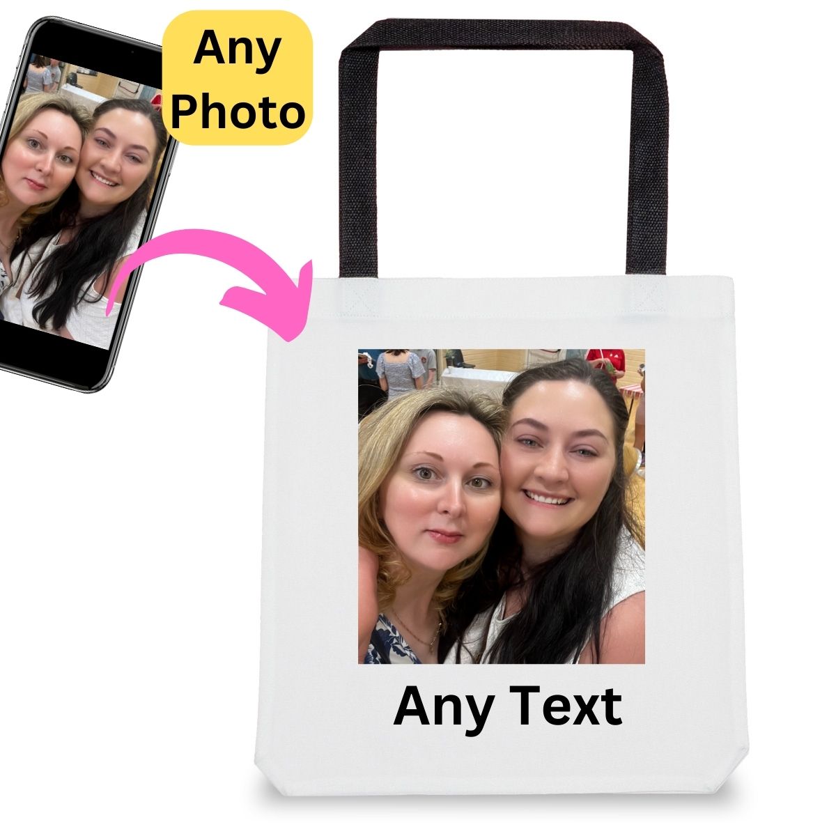 Any Photo Any Text Personalised Tote Bag, 36cm x 33cm