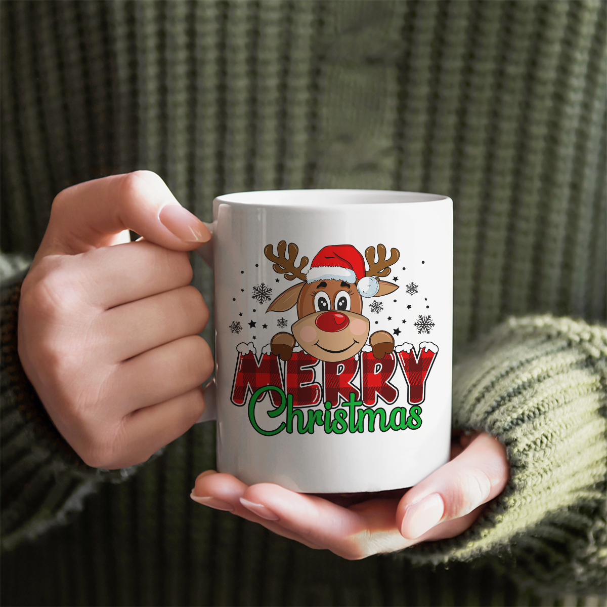 Cute Reindeer Christmas Mug | 11oz Ceramic Gift Mug