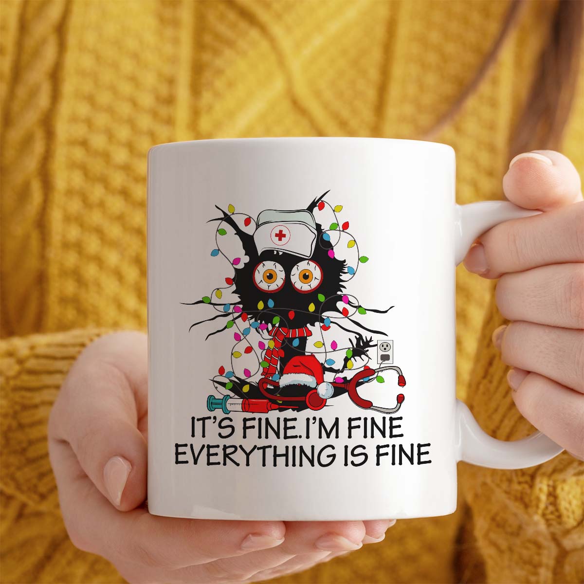 Christmas Mug Gift For Nurse | It's Fine I'm Fine Everything Is Fine | 11oz Ceramic Mug