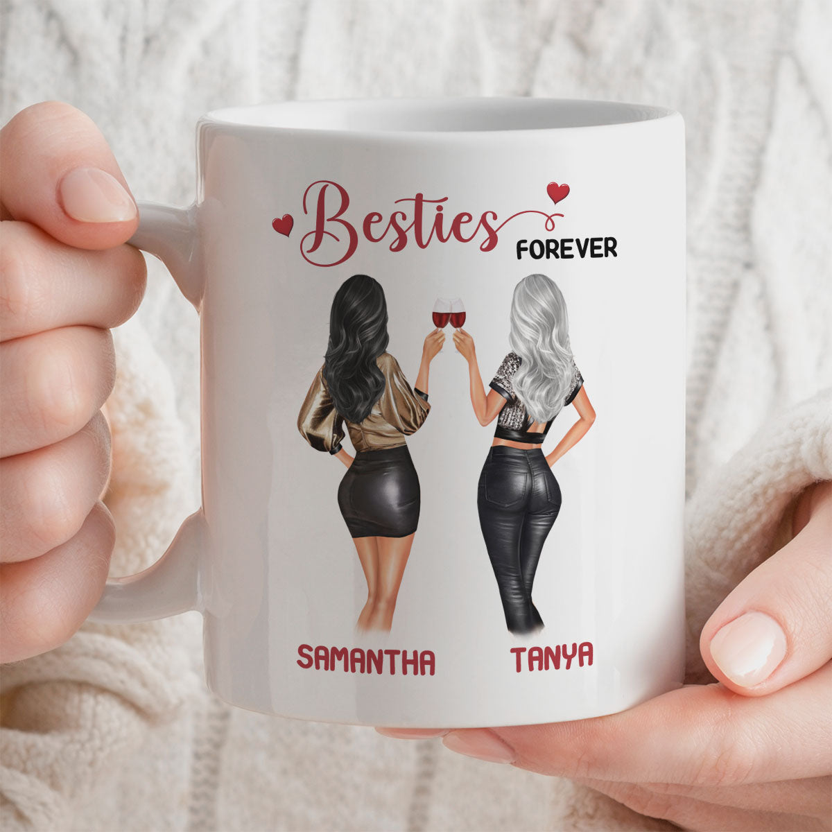 Custom Gift Mug For Best Friend | Besties Forever Personalised 11oz Ceramic Cup