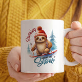 Sloth Featuring Christmas Mug | Slothing through the snow Design | 11oz Ceramic Mug