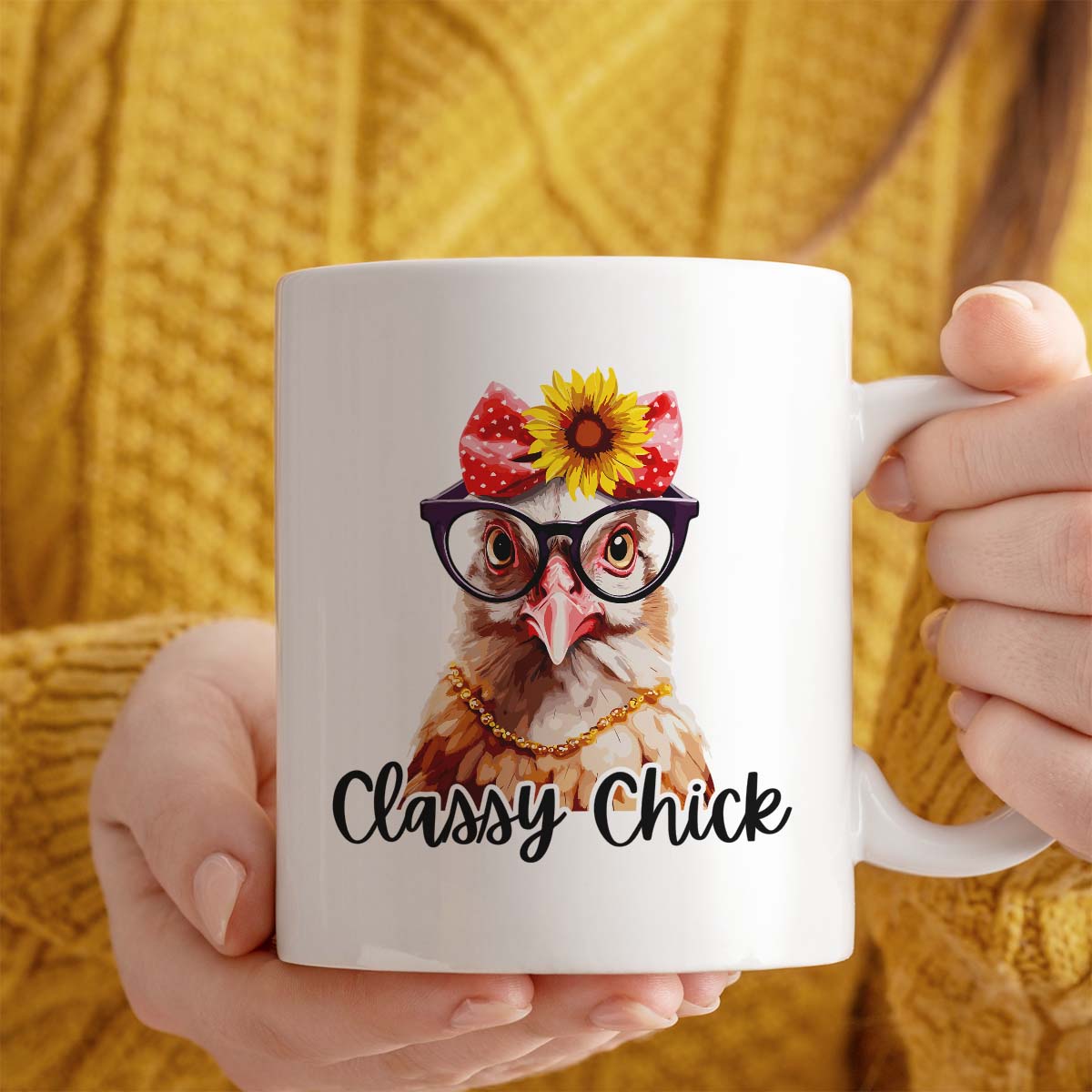 Present For Chicken Lover | 11oz Ceramic Mug | Classy Chick Design