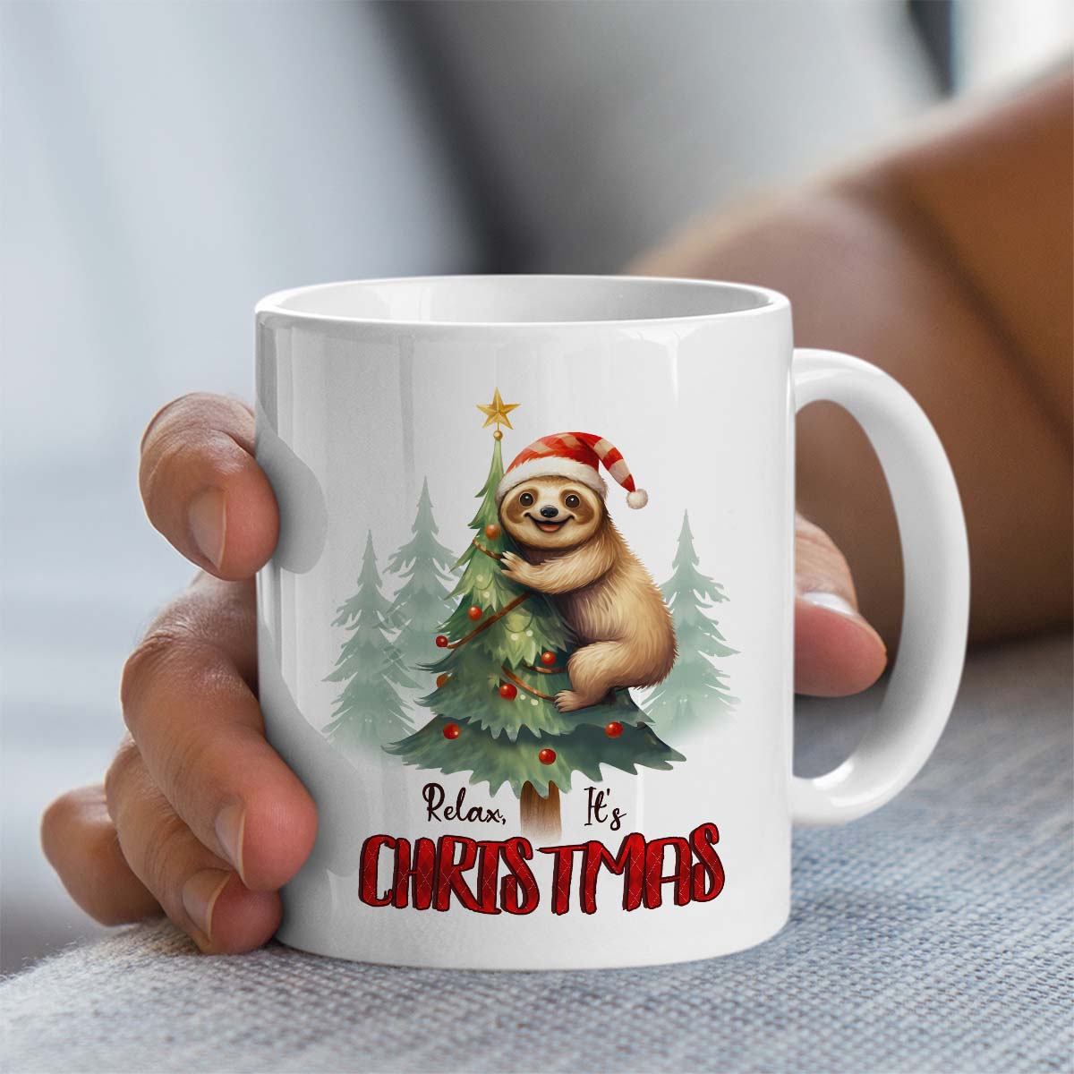 Christmas Mug Sloth Design | Relax It's Christmas | 11oz Ceramic Mug