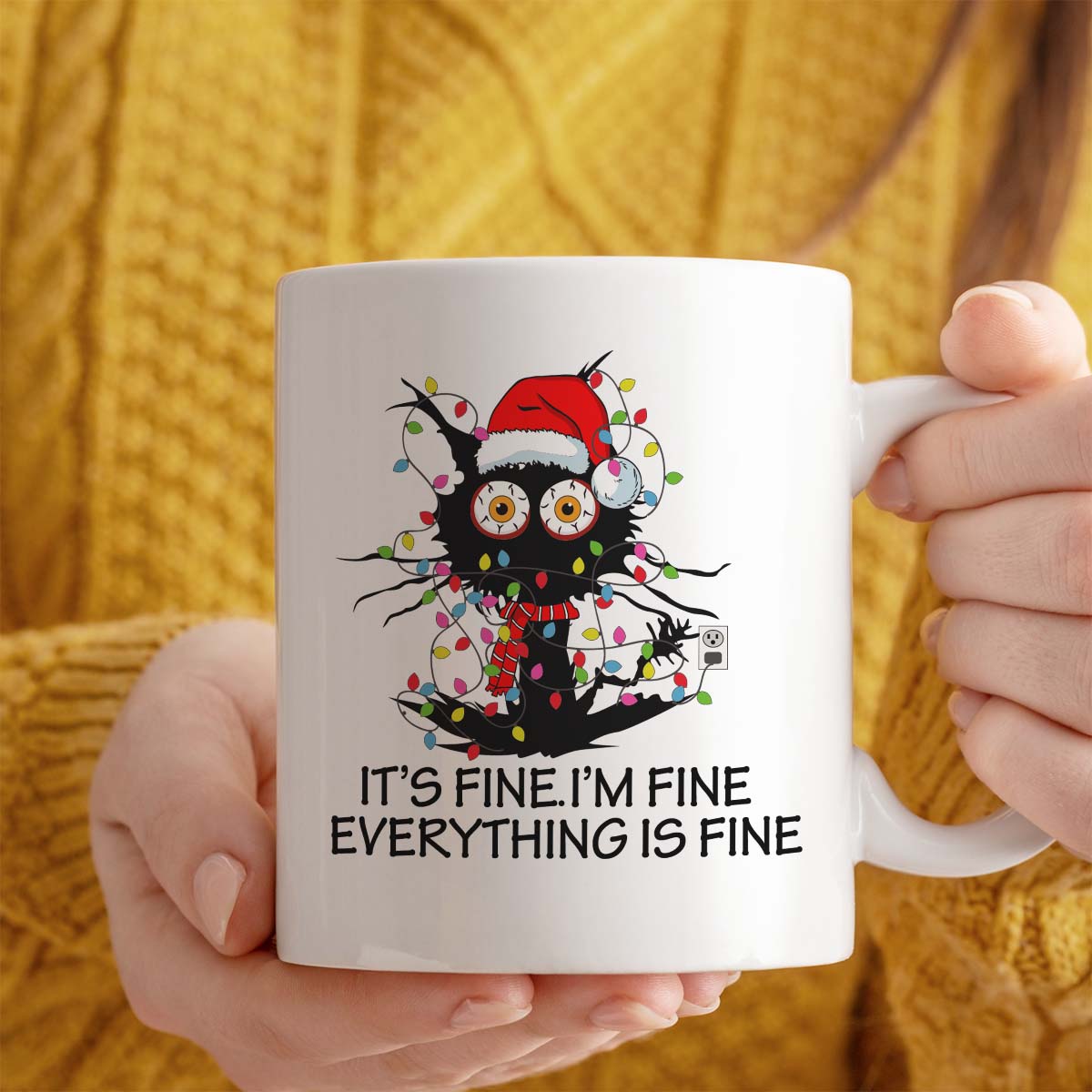 Funny Christmas Gift Mug | It's Fine I'm Fine Everything Is Fine | 11oz Ceramic Mug