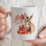 Donkey Christmas Mug | Jingle All The Way Design | 11oz Ceramic Gift Mug