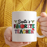 Teachers Gift Mug | Santas Favourite Teacher Christmas Design | 11oz Ceramic Mug