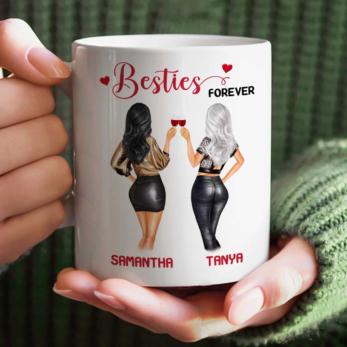 Custom Gift Mug For Best Friend | Besties Forever Personalised 11oz Ceramic Cup