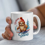 Sloth Featuring Christmas Mug | Slothing through the snow Design | 11oz Ceramic Mug