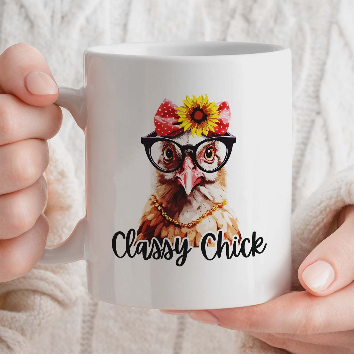 Present For Chicken Lover | 11oz Ceramic Mug | Classy Chick Design