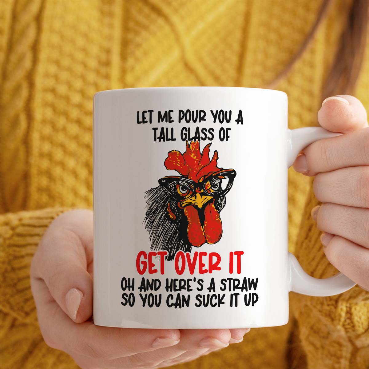 Chicken Gift Mug | Get Over It Design | 11oz Ceramic Mug