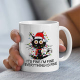 Funny Christmas Gift Mug | It's Fine I'm Fine Everything Is Fine | 11oz Ceramic Mug