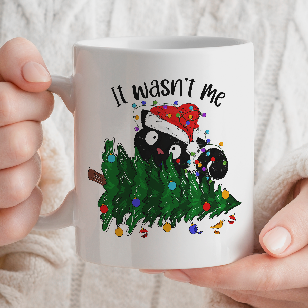 Christmas Gift Mug | It Wasn't Me Cat With Fallen Christmas Tree | 11oz Ceramic Mug