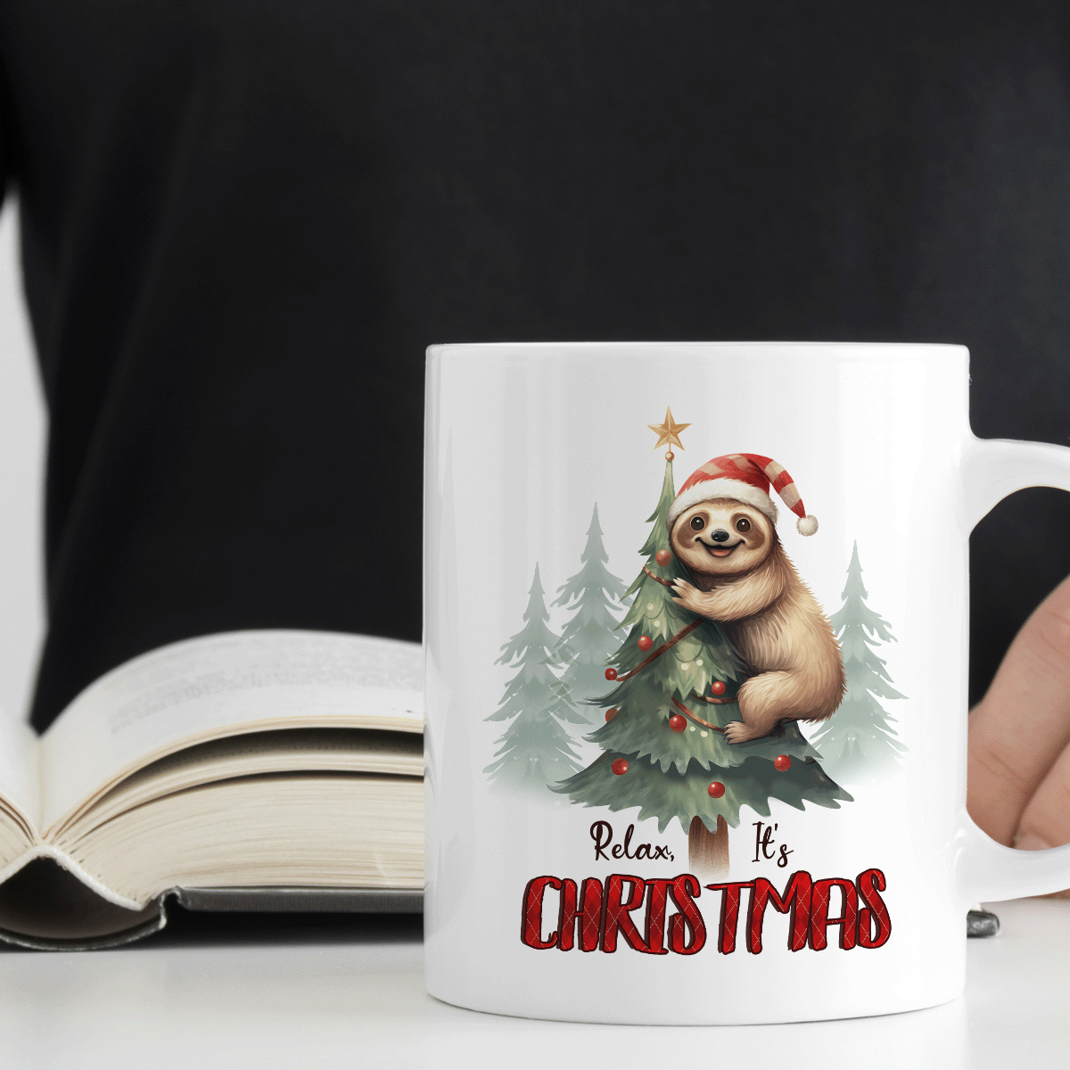 Christmas Mug Sloth Design | Relax It's Christmas | 11oz Ceramic Mug