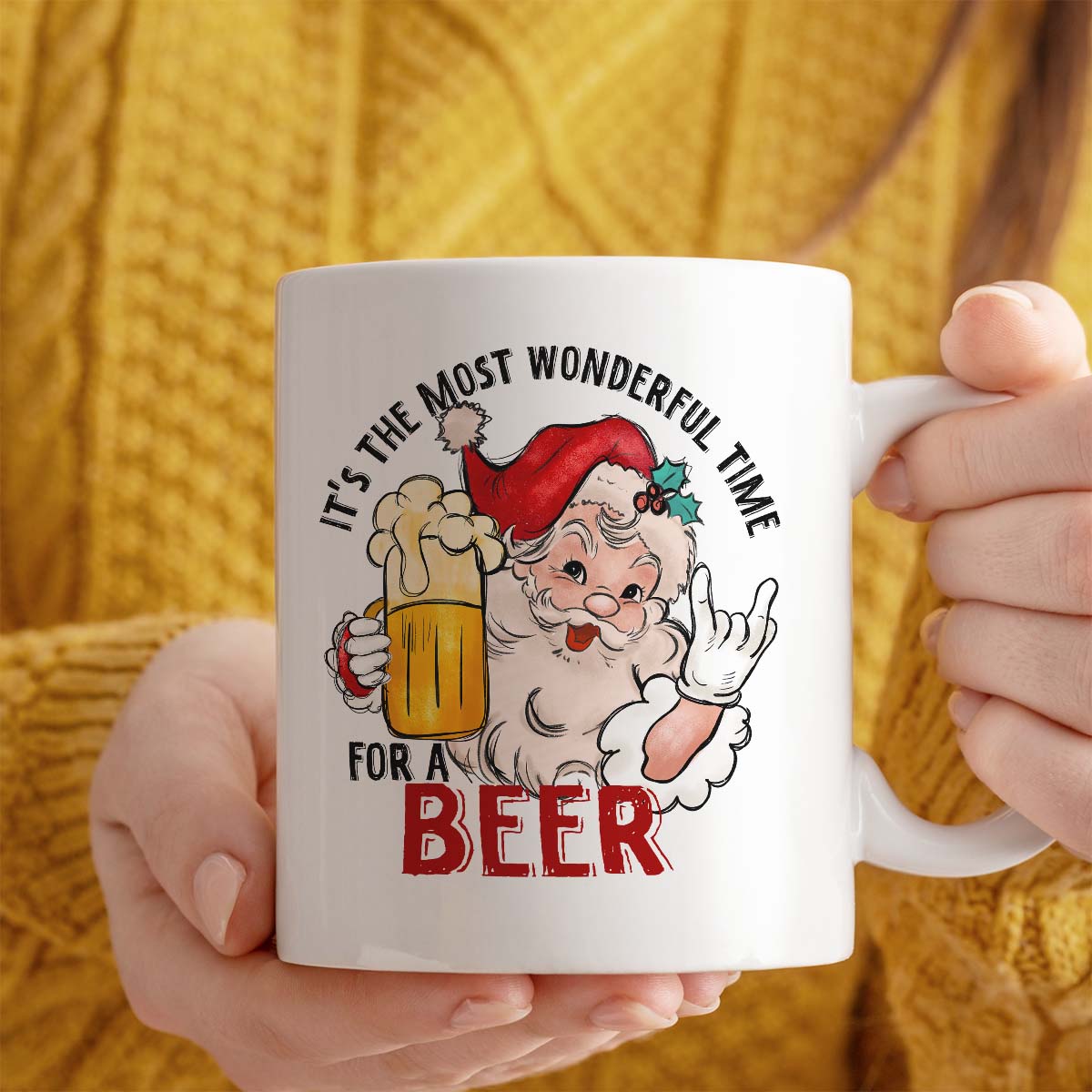 Funny Christmas Mug | It Is Most Wonderful Time For A Beer | 11oz Ceramic Mug