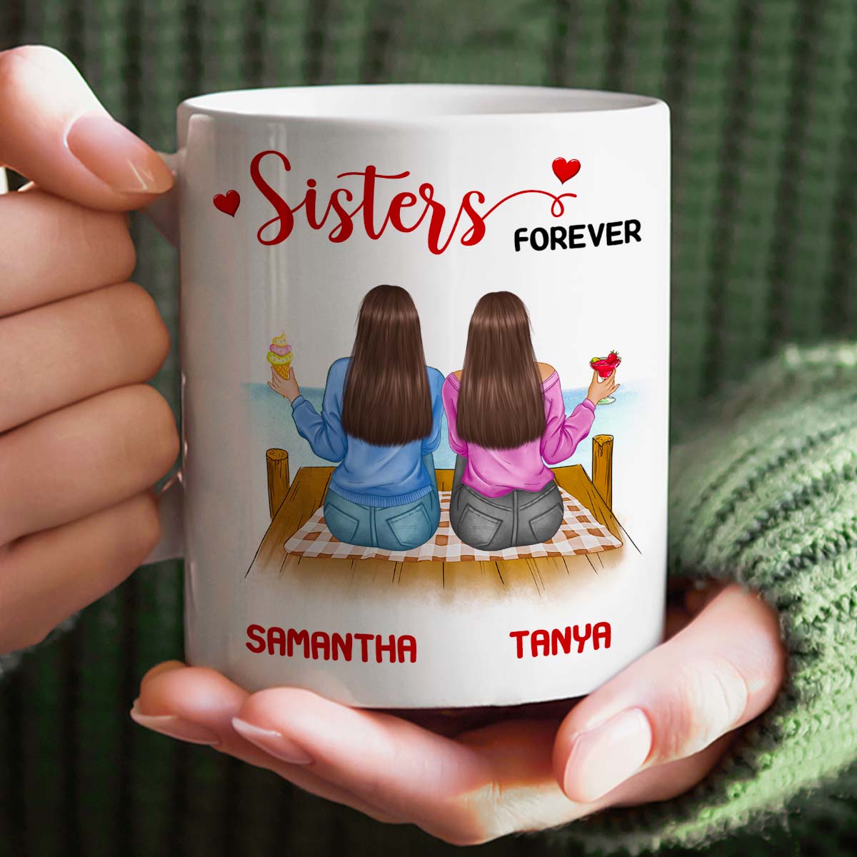 Gift Mug For Sister | Sisters Forever Personalised 11oz Ceramic Mug