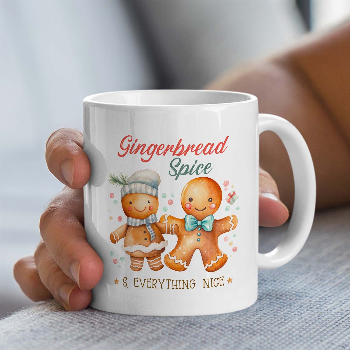 Christmas Mug | Gingerbread Spice and Everything Nice Design | 11oz Ceramic Mug