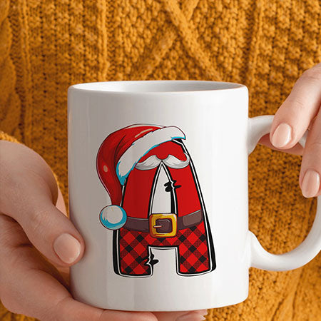 Christmas Gift Mug With Letter | 11oz Ceramic Mug | Christmas Letter Design