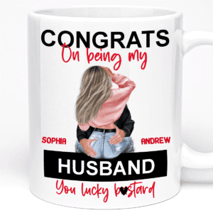 Personalised Mug - Congrats on Being my Husband Gift for Couples, Anniversary, Valentine's Day Gift, 11oz Ceramic Mug